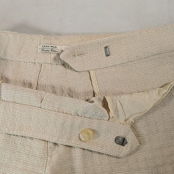Leon Max Cream Beige Shorts Summer Textured Women's 2 Limited Edition - Picture 4 of 14